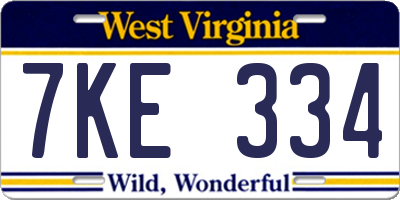 WV license plate 7KE334