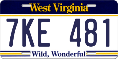 WV license plate 7KE481