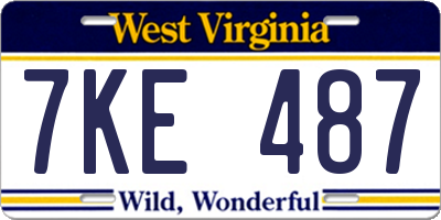 WV license plate 7KE487