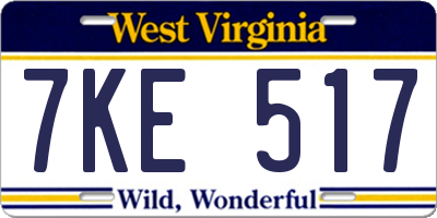 WV license plate 7KE517
