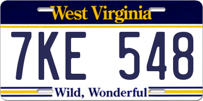 WV license plate 7KE548