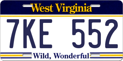 WV license plate 7KE552