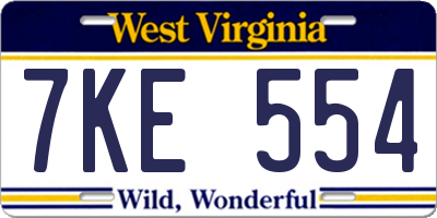 WV license plate 7KE554