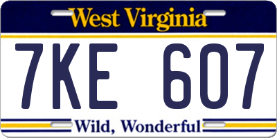 WV license plate 7KE607
