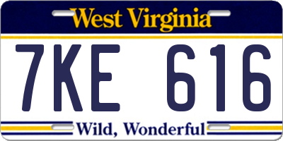 WV license plate 7KE616