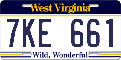 WV license plate 7KE661