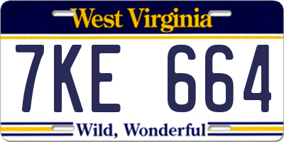 WV license plate 7KE664