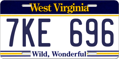 WV license plate 7KE696