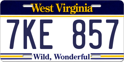 WV license plate 7KE857