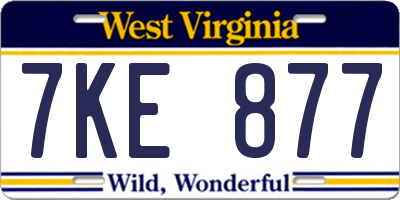 WV license plate 7KE877