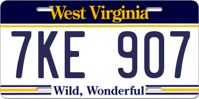 WV license plate 7KE907