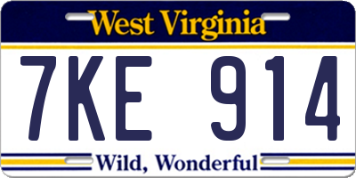 WV license plate 7KE914