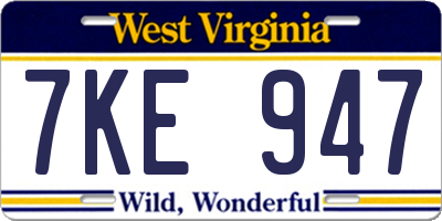 WV license plate 7KE947