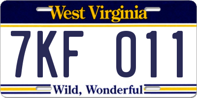WV license plate 7KF011