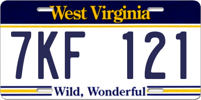 WV license plate 7KF121