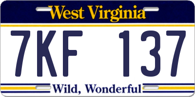 WV license plate 7KF137