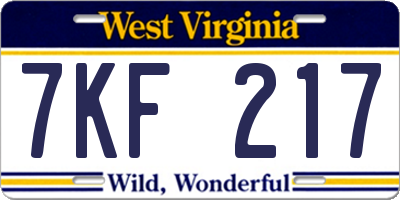 WV license plate 7KF217