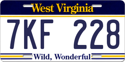 WV license plate 7KF228