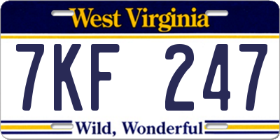 WV license plate 7KF247