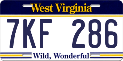 WV license plate 7KF286
