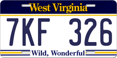 WV license plate 7KF326