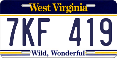 WV license plate 7KF419