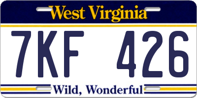 WV license plate 7KF426