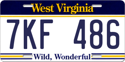 WV license plate 7KF486