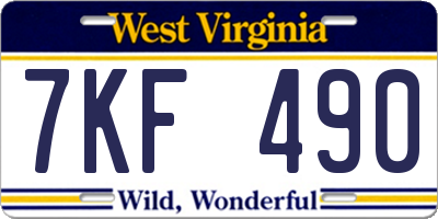 WV license plate 7KF490