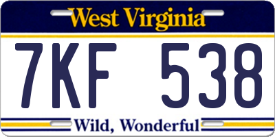 WV license plate 7KF538