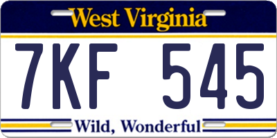 WV license plate 7KF545