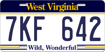 WV license plate 7KF642