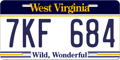 WV license plate 7KF684