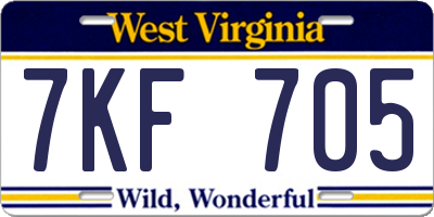 WV license plate 7KF705