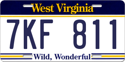 WV license plate 7KF811