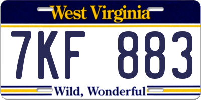 WV license plate 7KF883