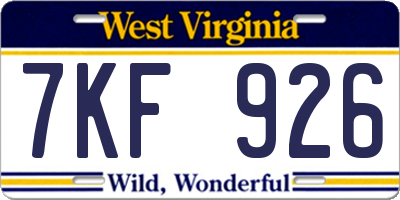 WV license plate 7KF926
