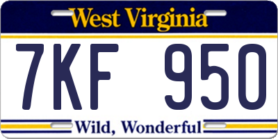 WV license plate 7KF950