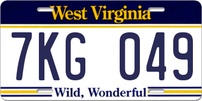 WV license plate 7KG049