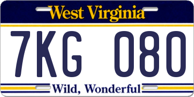 WV license plate 7KG080