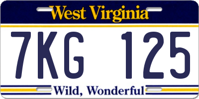 WV license plate 7KG125