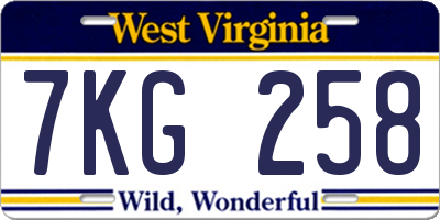 WV license plate 7KG258