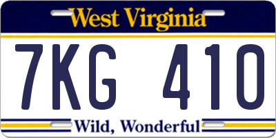 WV license plate 7KG410
