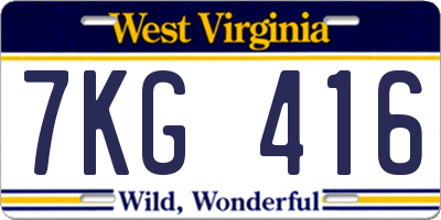 WV license plate 7KG416