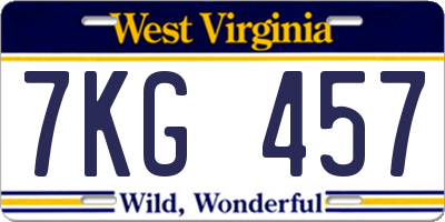 WV license plate 7KG457