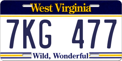 WV license plate 7KG477
