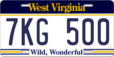 WV license plate 7KG500