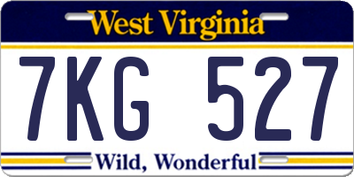WV license plate 7KG527