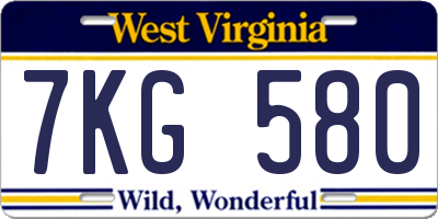 WV license plate 7KG580