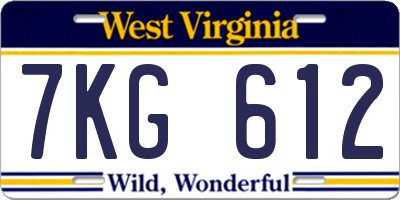 WV license plate 7KG612